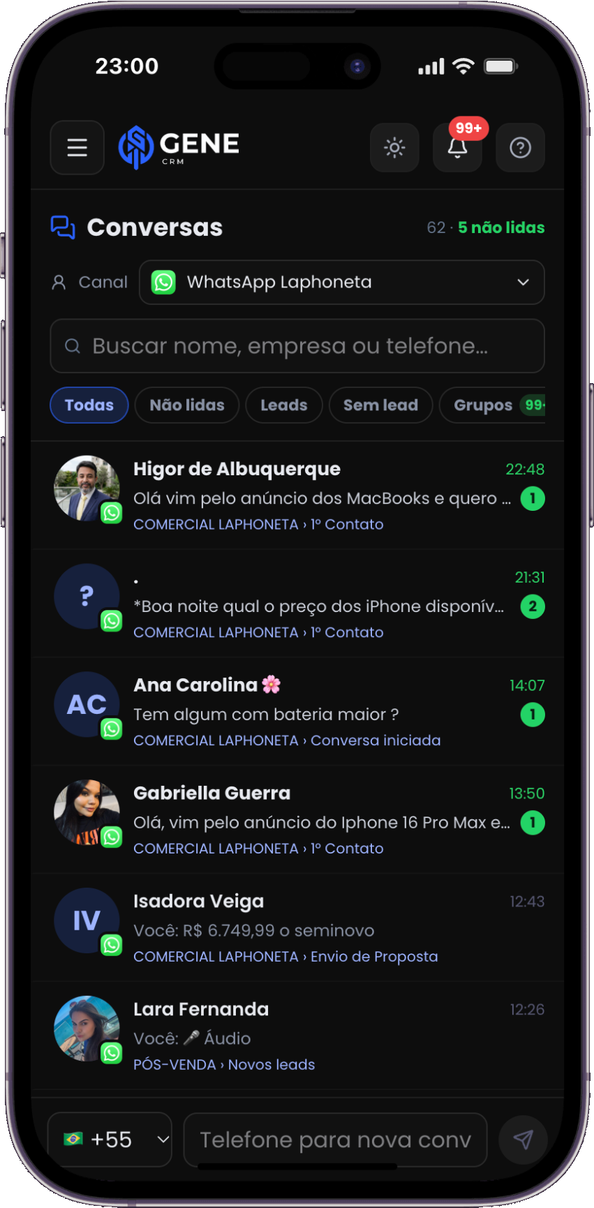 Gene CRM no celular
