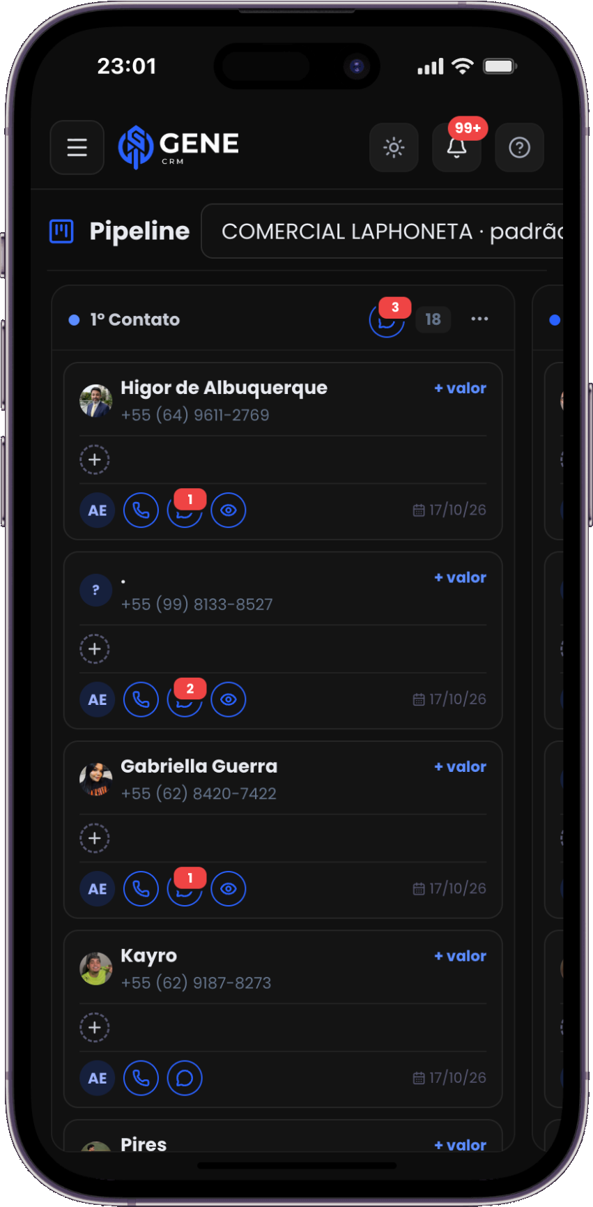 Gene CRM no celular